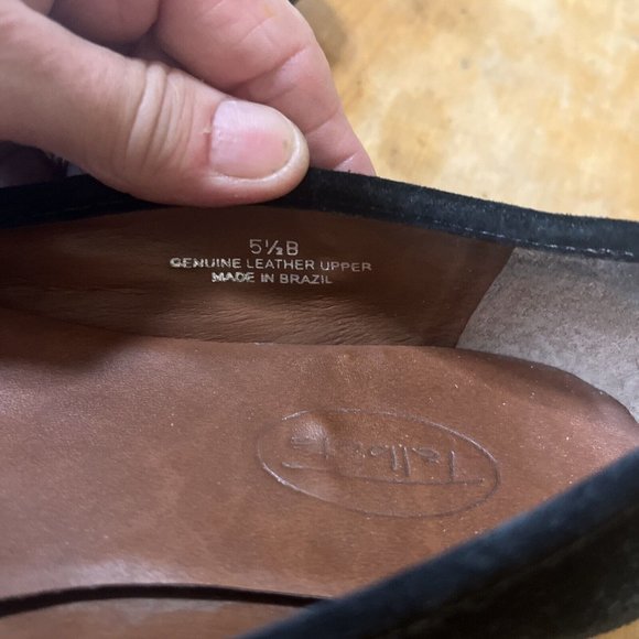 Talbots Leather Suede Loafers Flats size 5.5 M Black Slip on With Now - Picture 7 of 12